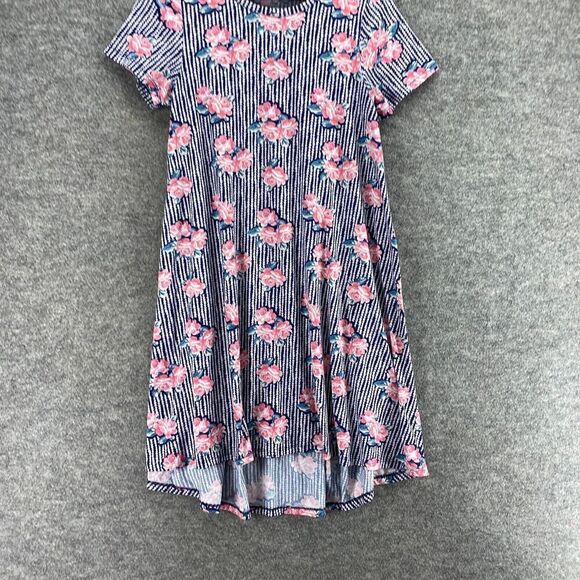 5/$45 LulaRoe Dress Women S Small Blue Floral Shift Midi Short Sleeve Round Neck - Picture 4 of 9